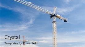  Presentation with high rise building - Colorful presentation theme enhanced with business case property - high-rise building under construction backdrop and a light blue colored foreground