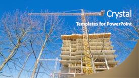  Presentation with high rise building - Cool new PPT layouts with business case property - high-rise building under construction backdrop and a teal colored foreground