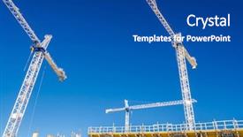  Presentation with high rise building - Cool new PPT theme with business case property - high-rise building under construction backdrop and a ocean colored foreground