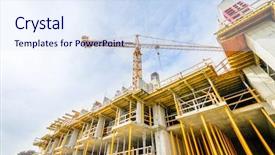  Presentation with high rise building - PPT theme consisting of business case property - high-rise building under construction background and a sky blue colored foreground