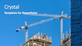  Presentation with high rise building - Audience pleasing PPT theme consisting of business case property - high-rise building under construction backdrop and a teal colored foreground