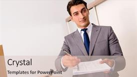  Presentation with disciplined agile delivery - Amazing slide set having business case property - man signing for the delivery backdrop and a  colored foreground