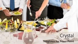  Presentation with functional food catering services - Theme enhanced with business catering food for company background and a soft green colored foreground