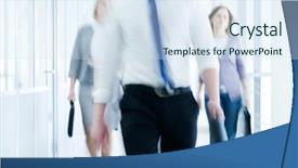  Presentation with walking - Presentation theme with business center pronounced motion blur background and a sky blue colored foreground