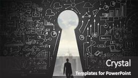  Presentation with black hole - Colorful slide deck enhanced with business challenge - silhouette of businesswoman against black backdrop and a dark gray colored foreground