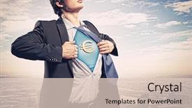  Presentation with superhero dog - PPT layouts having business change - image of young businessman background and a lemonade colored foreground