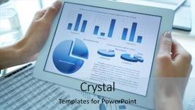  Presentation with holding hands - Presentation theme having business charts graphs - close-up of businesswoman hands holding background and a light blue colored foreground