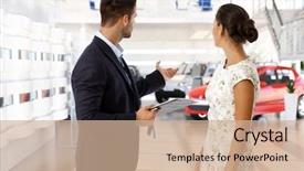  Presentation with dealership - Amazing slide set having client at the car dealership backdrop and a coral colored foreground