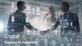  Presentation with media - Colorful PPT theme enhanced with business city - nice to meet you partner backdrop and a  colored foreground