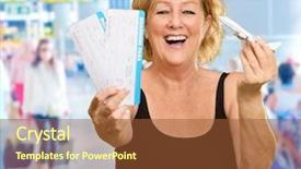  Presentation with airport boarding pass - Slide deck having business class - woman holding boarding pass background and a tawny brown colored foreground