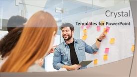  Presentation with sticky notes - PPT layouts enhanced with business-coach-in-the-brainstorming background and a lemonade colored foreground