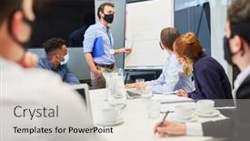  Presentation with business training - PPT theme enhanced with business-coach-makes-presentation background and a lemonade colored foreground