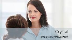  Presentation with business coaching - Presentation theme having business coaching concept young woman background and a  colored foreground