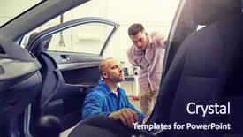  Presentation with mechanic car service repair maintenance - Presentation design with business cocept automotive - auto service repair maintenance background and a navy blue colored foreground