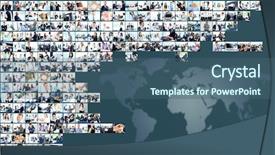  Presentation with collage - Slide deck featuring business collage made of many background and a ocean colored foreground