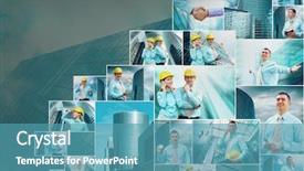  Presentation with collage - Presentation having business collage of many business background and a teal colored foreground