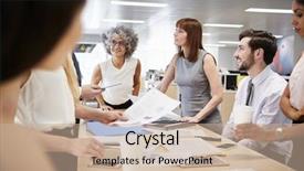  Presentation with business plan - Beautiful slides featuring business colleagues brainstorm in open backdrop and a coral colored foreground