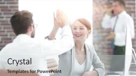  Presentation with success business - Presentation theme having business colleagues enjoying our success background and a sky blue colored foreground