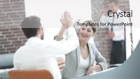  Presentation with business success and the bible - Presentation design consisting of business colleagues enjoying our success background and a light gray colored foreground