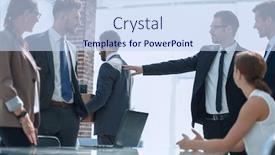  Presentation with employee - PPT theme enhanced with business-colleagues-escorted-the-dismissed background and a sky blue colored foreground