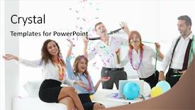  Presentation with party - PPT theme consisting of business colleagues having party background and a white colored foreground