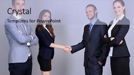  Presentation with business and politics handshake - Presentation theme consisting of business colleagues introducing with handshake background and a  colored foreground