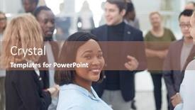  Presentation with operations business review - Slides having business-colleagues-making-small-talk background and a coral colored foreground