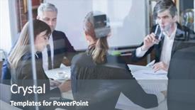  Presentation with conference - Colorful PPT theme enhanced with business colleagues meeting in conference backdrop and a  colored foreground