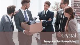  Presentation with goodbye - Colorful PPT layouts enhanced with business colleagues say goodbye backdrop and a gray colored foreground