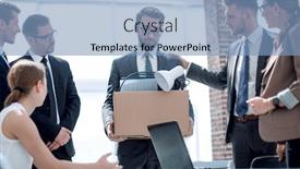  Presentation with goodbye - Slide deck consisting of business-colleagues-say-goodbye background and a teal colored foreground