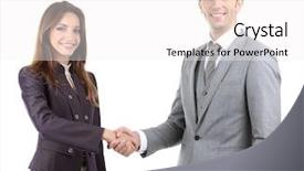  Presentation with shaking hands - Colorful presentation design enhanced with business colleagues shaking hands isolated backdrop and a white colored foreground