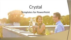  Presentation with glass - Presentation design featuring business colleagues standing and enjoying background and a white colored foreground