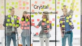  Presentation with creative - Colorful slides enhanced with business colleagues using adhesive note backdrop and a lemonade colored foreground