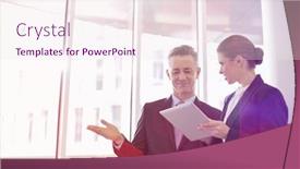  Presentation with using digital tablet - Theme with business-colleagues-using-digital-tablet background and a sky blue colored foreground