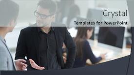  Presentation with new business ideas - Slides having business-colleagues-walking background and a light gray colored foreground