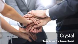 Presentation with joint venture hand together - Amazing presentation having business colleagues with their hands backdrop and a wine colored foreground