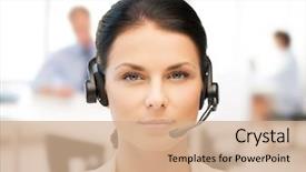  Presentation with business communication - Colorful slide deck enhanced with business communication and call center backdrop and a coral colored foreground