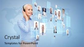  Presentation with business communication - Theme consisting of business communication cooperation and people background and a light blue colored foreground