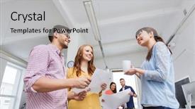  Presentation with people talking - Amazing theme having business communication startup and people concept - happy multiracial creative team or students on coffee break talking at office backdrop and a light gray colored foreground