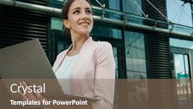  Presentation with office buildings - Cool new theme with business-communication-technology-and-people backdrop and a violet colored foreground