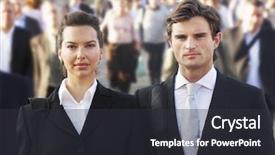  Presentation with crowd - Audience pleasing PPT theme consisting of business commuters in crowd backdrop and a dark gray colored foreground