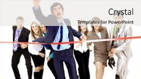  Presentation with business competition - Colorful slides enhanced with business competition - businesspeople crossing the finish line backdrop and a white colored foreground
