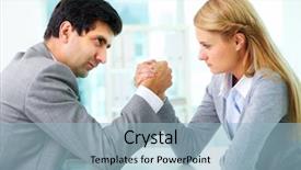  Presentation with meeting table - PPT layouts consisting of business competition - man and woman in arm background and a light blue colored foreground