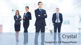  Presentation with cctv camera or surveillance system - Presentation theme enhanced with business competition - portrait of young businessman looking background and a light blue colored foreground