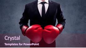  Presentation with red grey - Slide deck featuring business competition - well dressed sales person standing background and a violet colored foreground