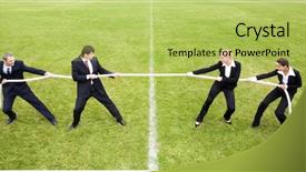  Presentation with hanging rope pictures white - Slides consisting of business competitors - image of white collar worker background and a yellow colored foreground