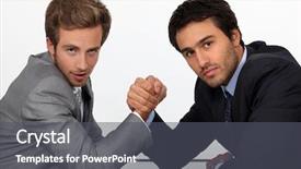  Presentation with two men on a judo - Theme with business competitors - two young men well dressed background and a dark gray colored foreground