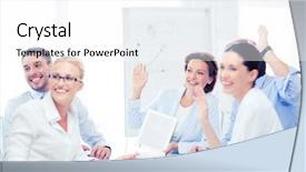  Presentation with team meeting - Colorful slide deck enhanced with business concept - business team having backdrop and a white colored foreground