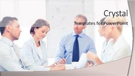  Presentation with team meeting - Presentation theme consisting of business concept - business team having background and a  colored foreground