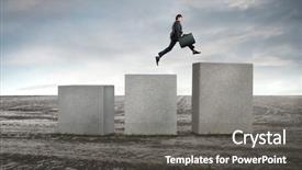  Presentation with cube - Audience pleasing slide deck consisting of business concept - businessman jumping up backdrop and a gray colored foreground